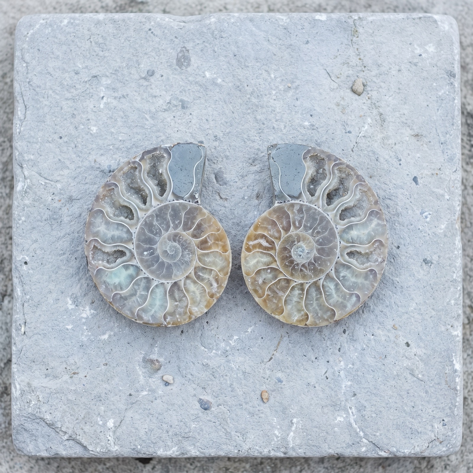 Ammonite pair, polished